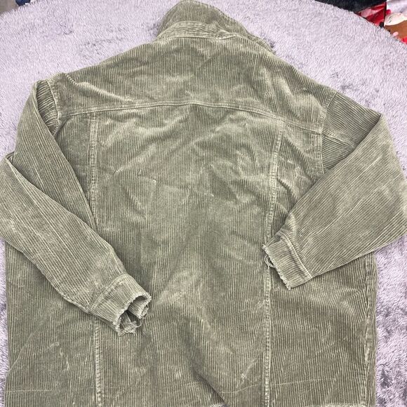 Zara Frayed Green Corduroy Jacket Size Large - Picture 7 of 7
